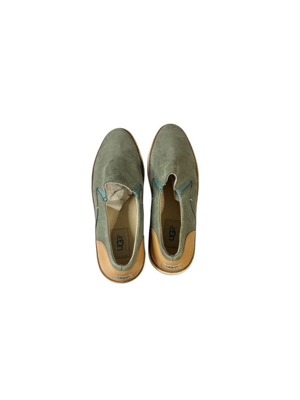 Women's UGG Green and Brown Slip-On Flats Size 8 - Picture 4 of 9